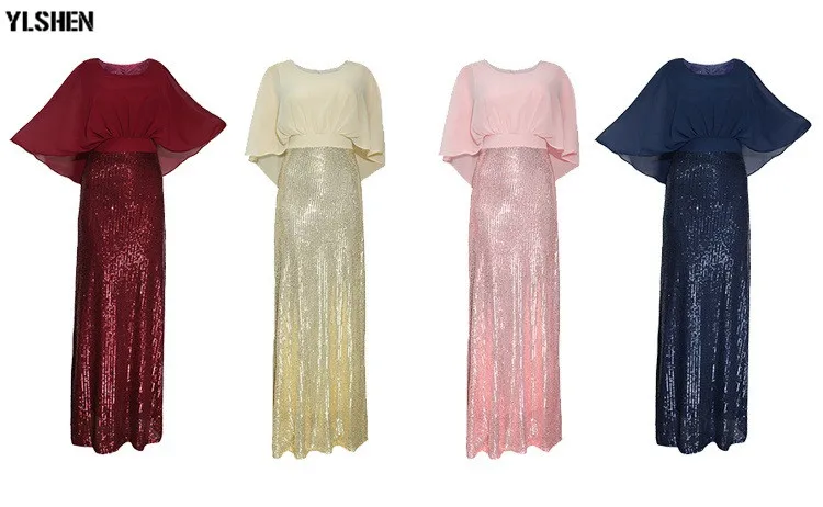 Elastic Sequins Africa Clothing African Dresses For Women Fashion Style Bat Sleeve Robe Africain Long Maxi Dress African Clothes 16