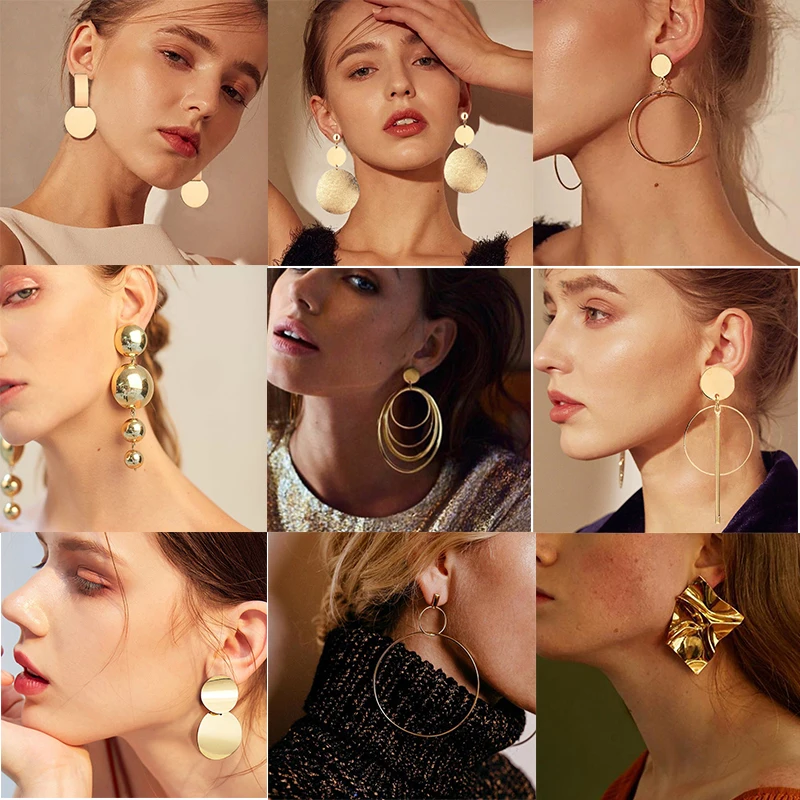 Серьги-подвески женские золотистые массивные 2019 | Украшения и аксессуары
