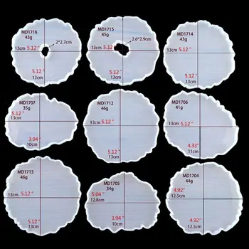 

4Pcs Large Irregular Wave Round Coaster Mold Cup Mat Silicone Resin Molds Kit Dried Flower Resin Decorative DIY Hand Crafts