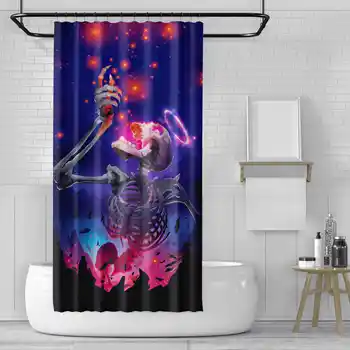 

Skull Shower Curtain 3D Print Bathroom Waterproof Polyester Bath Curtain Washable Bath Decor Curtains With 12 Hooks