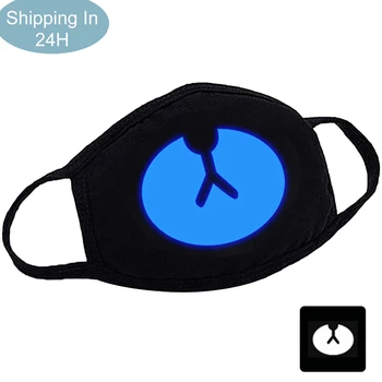 

1pc Cute Cartoon Printing Masks Combed Cotton Mouth Mask Breathable Warm Glow In The Dark Anti-Dust Mask Mouth Cover Unisex