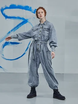 

IRINACH175 20SS NEW COLLECTION vintage long sleeve denim jumpsuits women