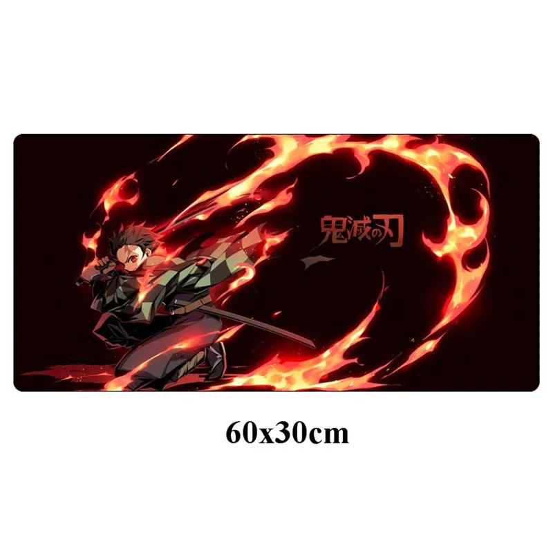 Золотой Большой коврик для мыши Kimetsu no Yaiba 60x30 см, геймерский коврик с блокировкой края, игровой коврик для ноутбука, компьютера, клавиатуры - Цвет: Золотой