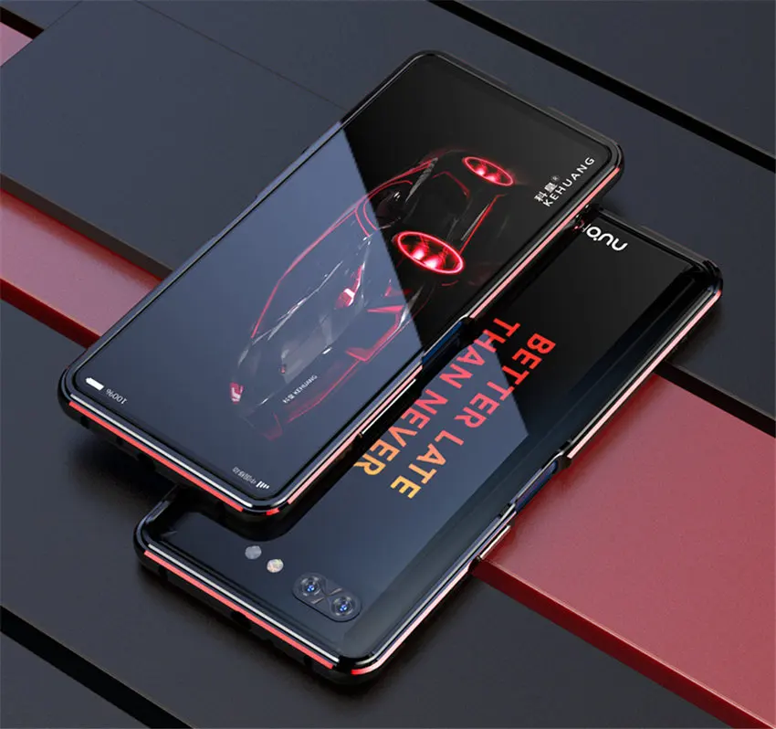 Ультра тонкий металлический каркас для zte Nubia X чехол жесткий алюминиевый бампер чехол для zte Nubia X NX616J телефон - Цвет: black red