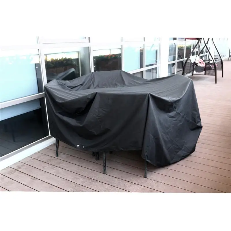 Waterproof Dust-Proof Large Rectangle Table Sofa Chair Cover Patio Lounge Outdoor Furniture Dust Cover 213x132x74cm(Black