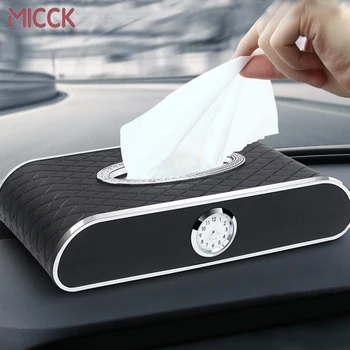

MICCK Car Tissue Box Black PU Leather Creative Design Car Paper Boxes Multifunction Leather Card Holder Phone Number Plate