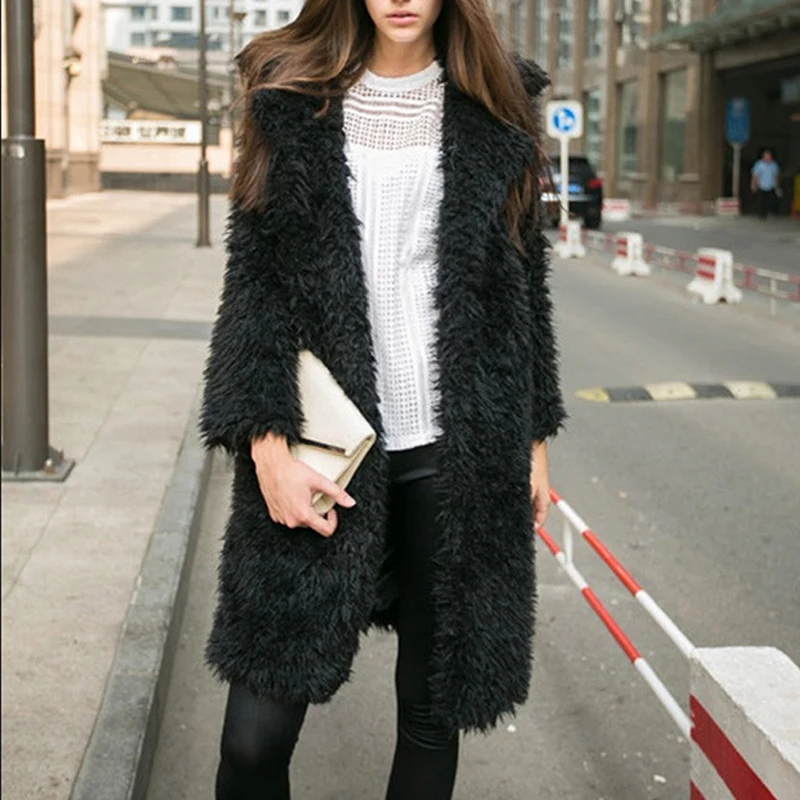 Long Wool Coat Women Coat Outerwear Winter Clothing Fashion Warm Woolen Blends Female Elegant Solid Outerwear Fashion
