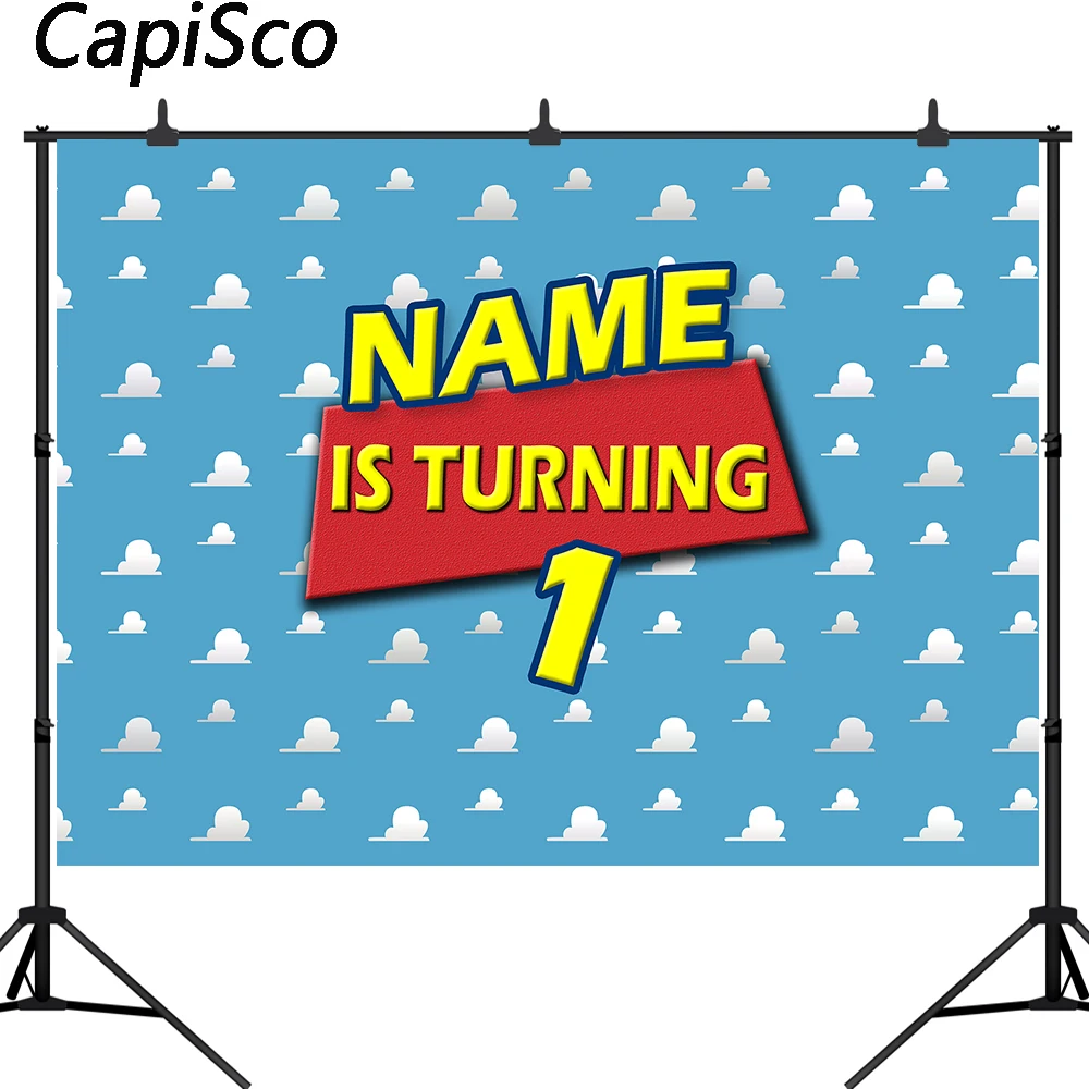 

Capisco Photo Background custom Toy Story Themed Invitation Party Cloud Children birthday banner Custom Photo Studio Backdrop