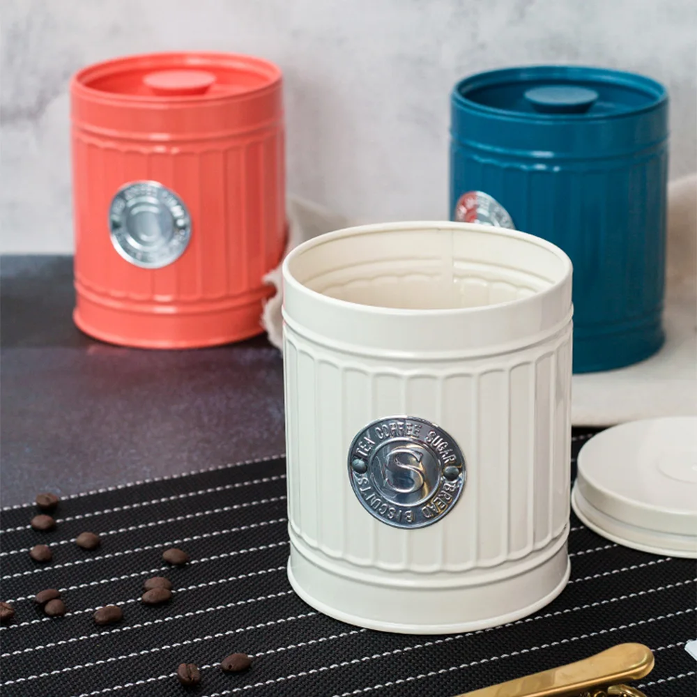 Nordic Metal Storage Jars Tea Can Coffee Sugar Sealed Iron Box Simple Milk Powder Sealing Container Kitchen Grain Organizer