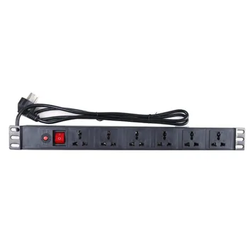 

PDU Cabinet Overload Protection Double-Break Switch Industrial Plastic Power Strip 6AC Universal Socket 10A 250V EU UK AU Israel