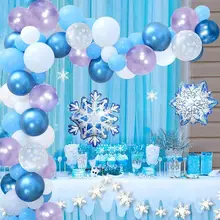 Kit de arco de guirnalda de globos, 143 piezas, azul hielo, nieve, blanco, para boda, cumpleaños, Baby Shower, decoraciones para fiesta de despedida de soltera