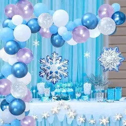 Kit de arco de guirnalda de globos, 143 piezas, azul hielo, nieve, blanco, para boda, cumpleaños, Baby Shower, decoraciones para fiesta de despedida de soltera