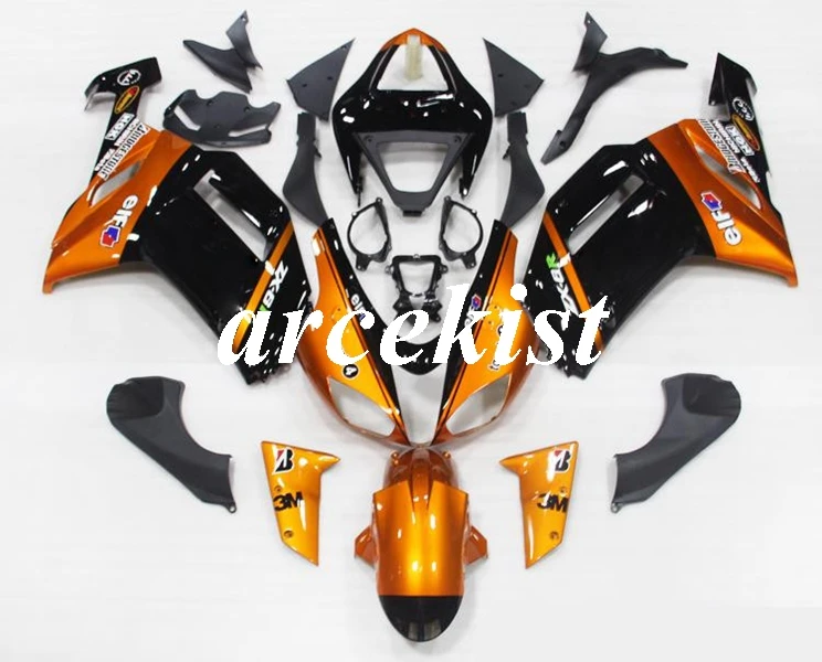 4 подарки ABS полный обтекатель комплект подходит для Kawasaki ZX6R 2007 2008 ZX-6R 07 08 ниндзя 636 Кузов Набор оранжевый черный