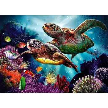 

Full Round Drill 5D DIY Diamond Painting "Turtle family" 3D Embroidery Cross Stitch Home Decor