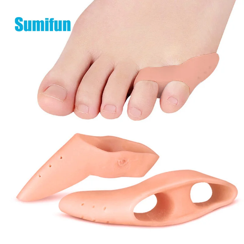 2/4/6Pcs Little Toe Two Holes Pinkie Foot Thumb Hallux Valgus Silicone Correction Gel Toe Bunion Guard Foot Care Toe Separator