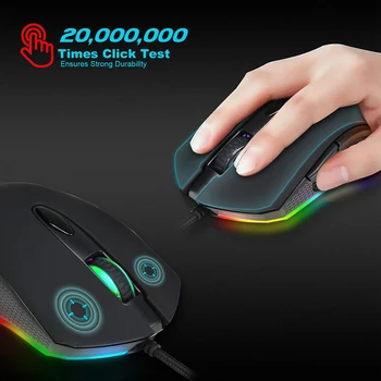 

Gaming Mouse USB Wired 6 Keys 200-4800 DPI Optical Sensor Desktop Computer Laptop Mouse RGB Backlit