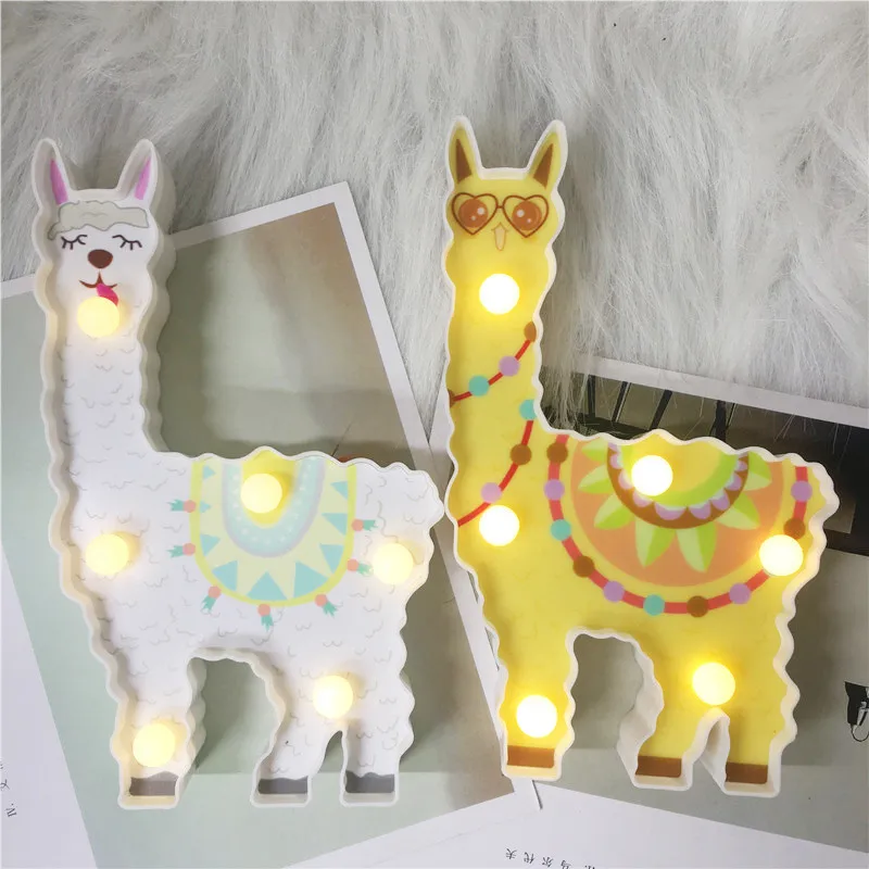  Total Cute Animal Style Battery Night Lamp 3D Alpaca Unicorn Flamingo Home Decor Table Lamp Bedside - 4000055007673