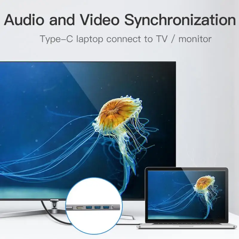 7в1 концентратор USB Type C USB-C к USB3.0+ HDMI+ TF слоты+ PD порт питания адаптер компьютер конвертер сплиттер ноутбук док-станция