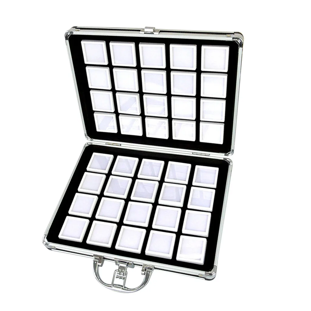 Aluminium Alloy Box - Gem Jar Foam Insert Tray Jewelry Display Organizer Gemstones Beads Storage Case