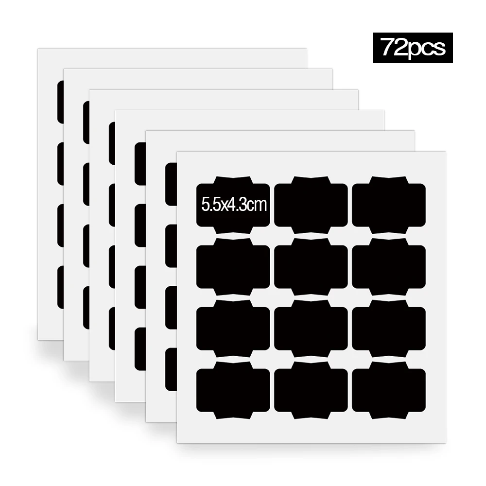 

72pcs Kitchen Jars for Spices Stickers Waterproof Organizer Storage Bottles Jars Stickers Jar Jam Labels Stickers Chalkboard Tag
