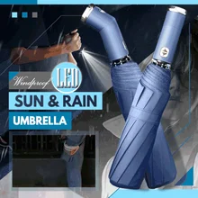 Guarda-chuva automático à prova de vento sol chuva guarda-chuva led lanterna luz guarda-chuva dobrável invertido vento tempo guarda-chuva anti-uv