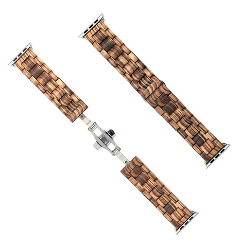 Деревянный браслет для Apple watch 5 4 ремешок высокого качества из цельного дерева ремешок для часов iWatch 3 2 1 ремешок 38 мм 42 мм петля аксессуары - Цвет ремешка: wooden