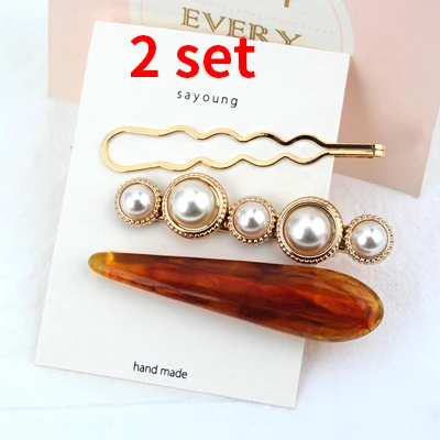 6pcs 6 шт./компл. Мода в Корейском стиле; с металлическим золотым жемчуг Заколки для волос Для женщин заколка для волос, геометрический узор, для девочек заколка зажим для волос аксессуары для волос - Цвет: 6pcs