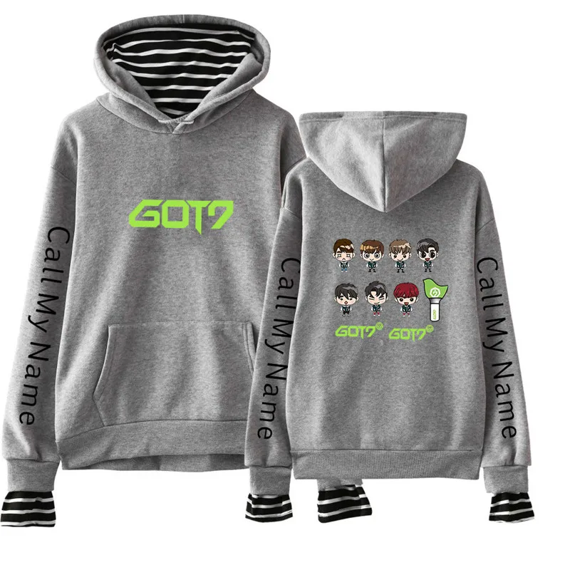 GOT7 поддельные из двух частей толстовки Толстовка kawaii уличная Женская/Мужская мода корейский стиль толстовки Толстовка
