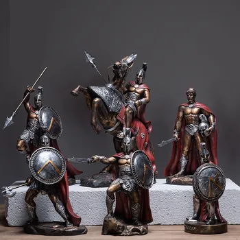 

Sales Retro Roman Soldier Knights Statue Greek Mythological Figure Medieval Armor God Sculpture Resin Crafts Home Decoration R02