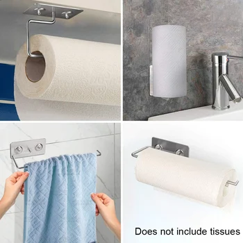 

Under Cabinet Wall Mounted Anti Rust Roll Rack Home Kitchen Paper Towel Holder Easy Install Toilet Stainless Steel Space Saving