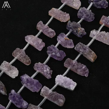 

Approx 14pcs/strand Natural Amethysts Quartz Freeform Slab Slice Point Beads Pendant For DIY Jewelry Accessories EF-CT-339AMEE