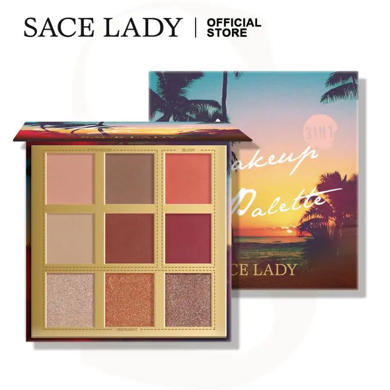 

SACE LADY 9 Color Beach Eyeshadow Palette High Gloss Eyeshadow Blush Pearlescent Matte MakeUp Palette Korea Cosmetics TSLM1