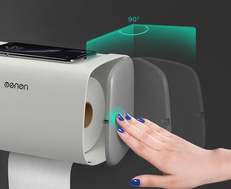 Pastic Wall-Mounted Bathroom Toilet Tissue Dispenser Double Door Paper Shelf Storage Box Bathroom Kitchen Storage Box LF897