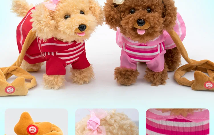 Children Electric Toy Dog Leash Machine Plush Model Teddy Baby Girls Boys Smart Puppy Remote Control