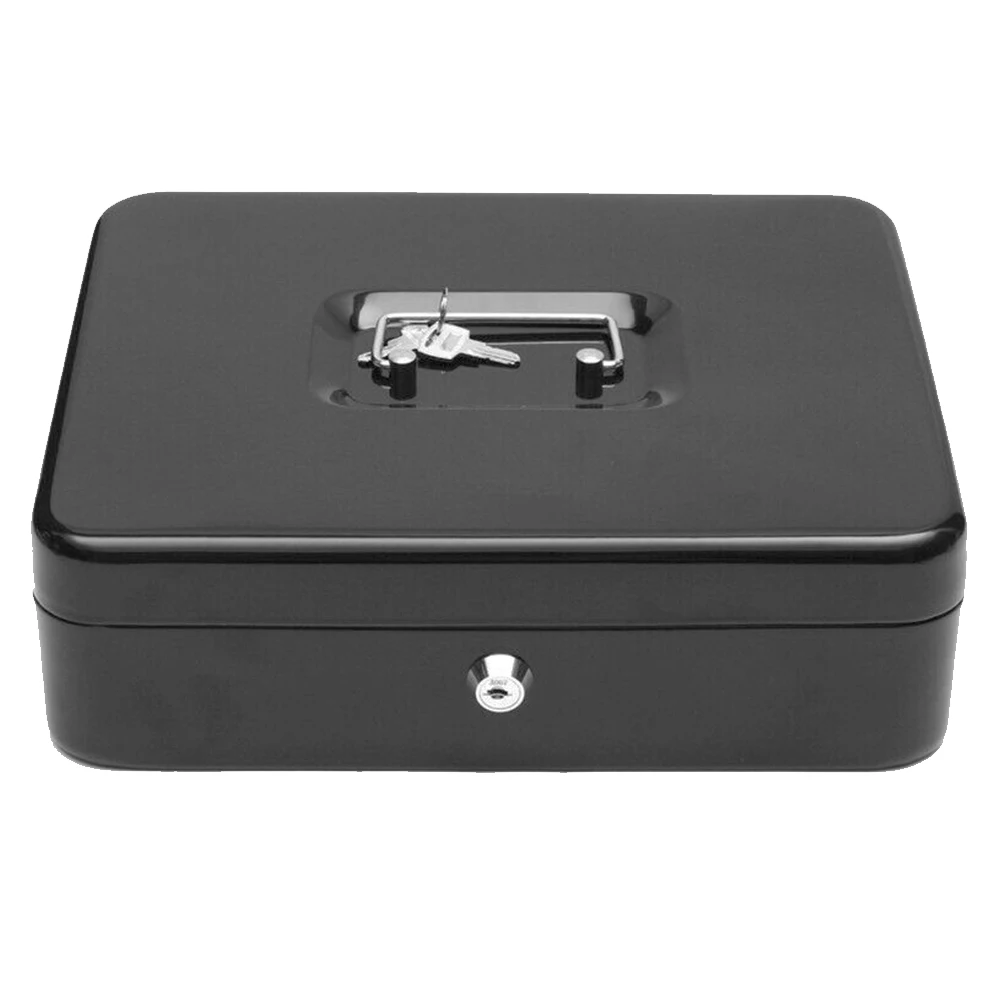 

Money Holder Portable Bank Coin Storage Carry 2 Keys Security Lock Steel Petty Cash Box Office Deposit Lockable Home