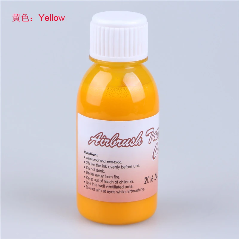 Yellow 1 шт., аэрограф, чернила для татуировки, трандиционные, 18 цветов, Временные татуировки, пигмент, высокое качество, 100 мл/бутылка, уникальная Очаровательная личность - Цвет: Yellow