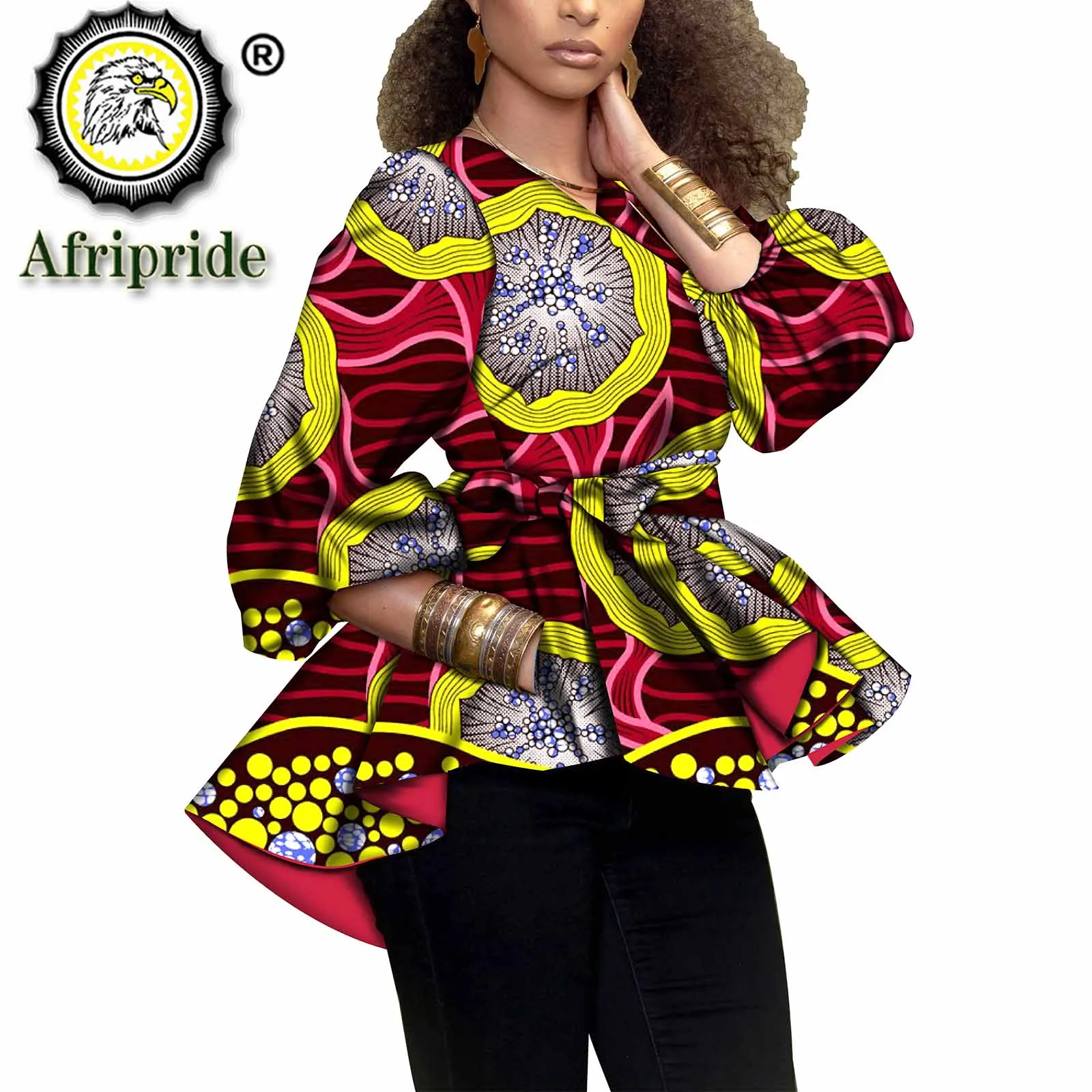 African Clothes for Women High Waist Wrap Coats with Belt Wax Batik Pure Cotton Ankara Print Outwear Dashiki Outwear S2024023