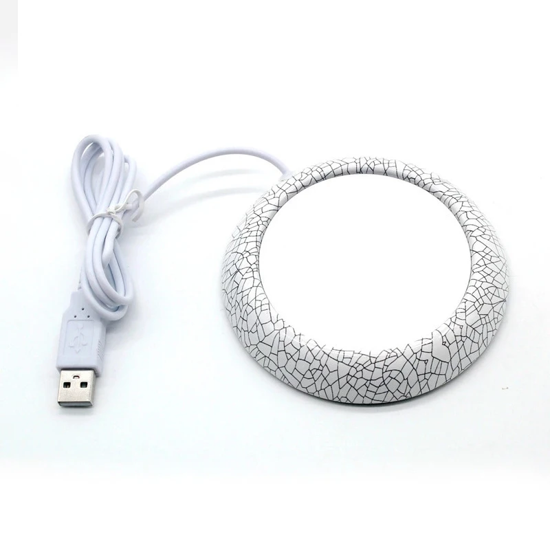 USB нагревательная чашка коврик керамический нескользящий коврик держатель для горячих напитков молочная вода кофейная грелка согревающий коврик для чашки - Цвет: Ceramic White