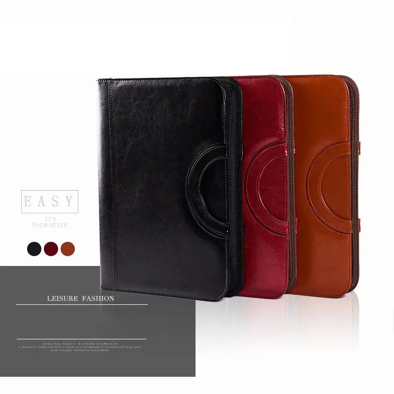 С ручкой калькулятор Padfolio офис школьный менеджер бумажный мешочек Студенческая поставка A4 ПУ молния Папка с файлами дипломат