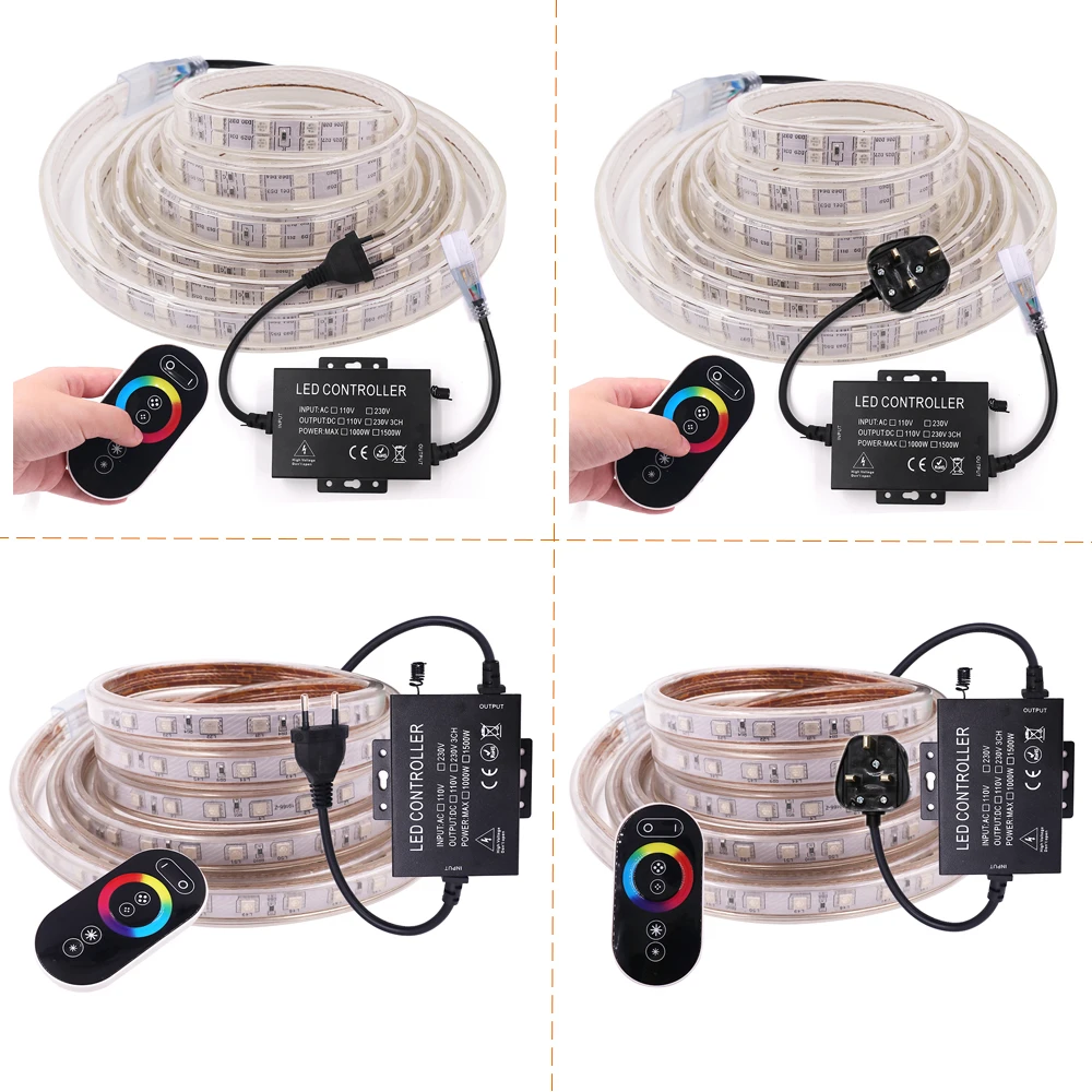Светодиодная лента RGB с пультом дистанционного управления 220 В 5050