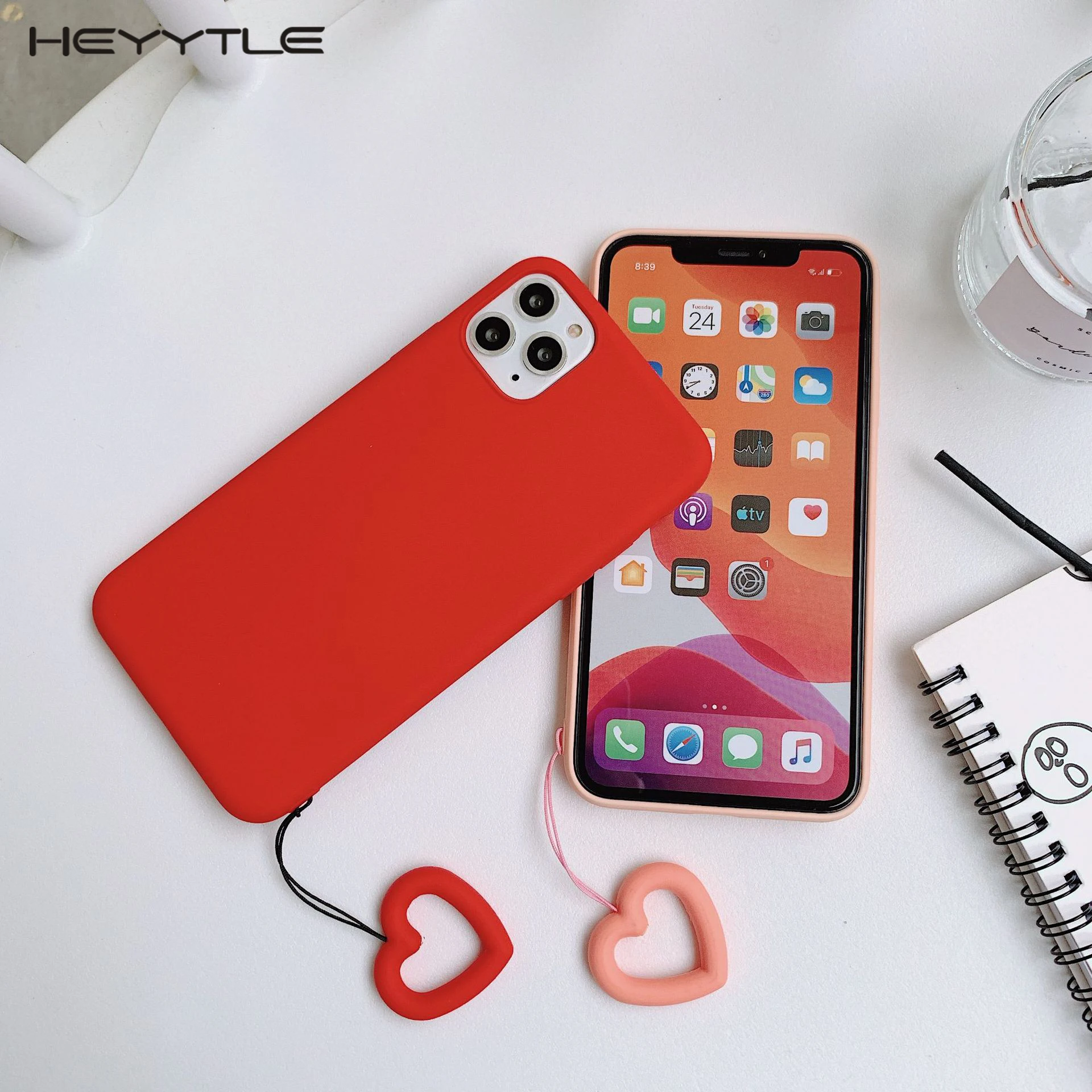 

Heyytle Silicone Soft Case For Xiaomi Mi 8 9 SE CC9E Candy Color Cases For Redmi Note K20 8 Pro 7A Love Ring Lanyard Cover Coque