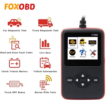 

V500 For Car Truck OBDII OBD2 Diagnostic Scanner automotriz Tool CR-HD Heavy Duty Truck OBD EOBD HDOBD PK ELM 327 V1.5 NL102
