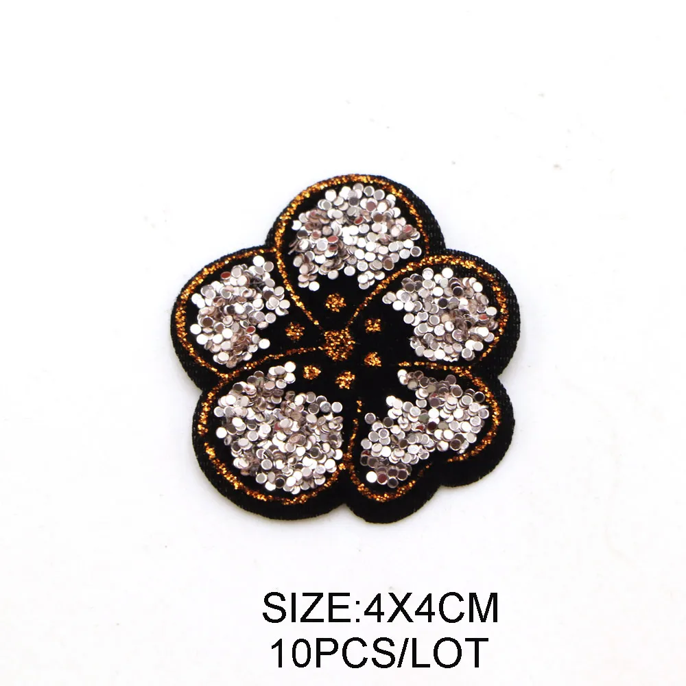10 teile/los 4 cm Pailletten Mehrfarbige Blume Patch DIY Eisen Auf Aufkleber Für Kleid Hemd Nähen Stoff Applikationen Handgemachte abzeichen – Detail 9