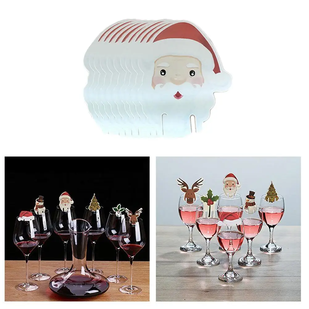 

10 Pieces / Set of Christmas Glass Sign Flag Xmas Party Dinner Toothpick Flag Food Decoration Christmas Ornament