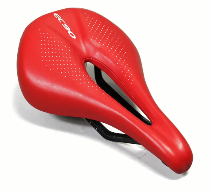 Красный EC90 карбоновое+ кожаное велосипедное седло MTB шоссейное велосипедное седло горное велосипедное седло из ПУ дышащее мягкое сиденье Подушка - Цвет: Красный
