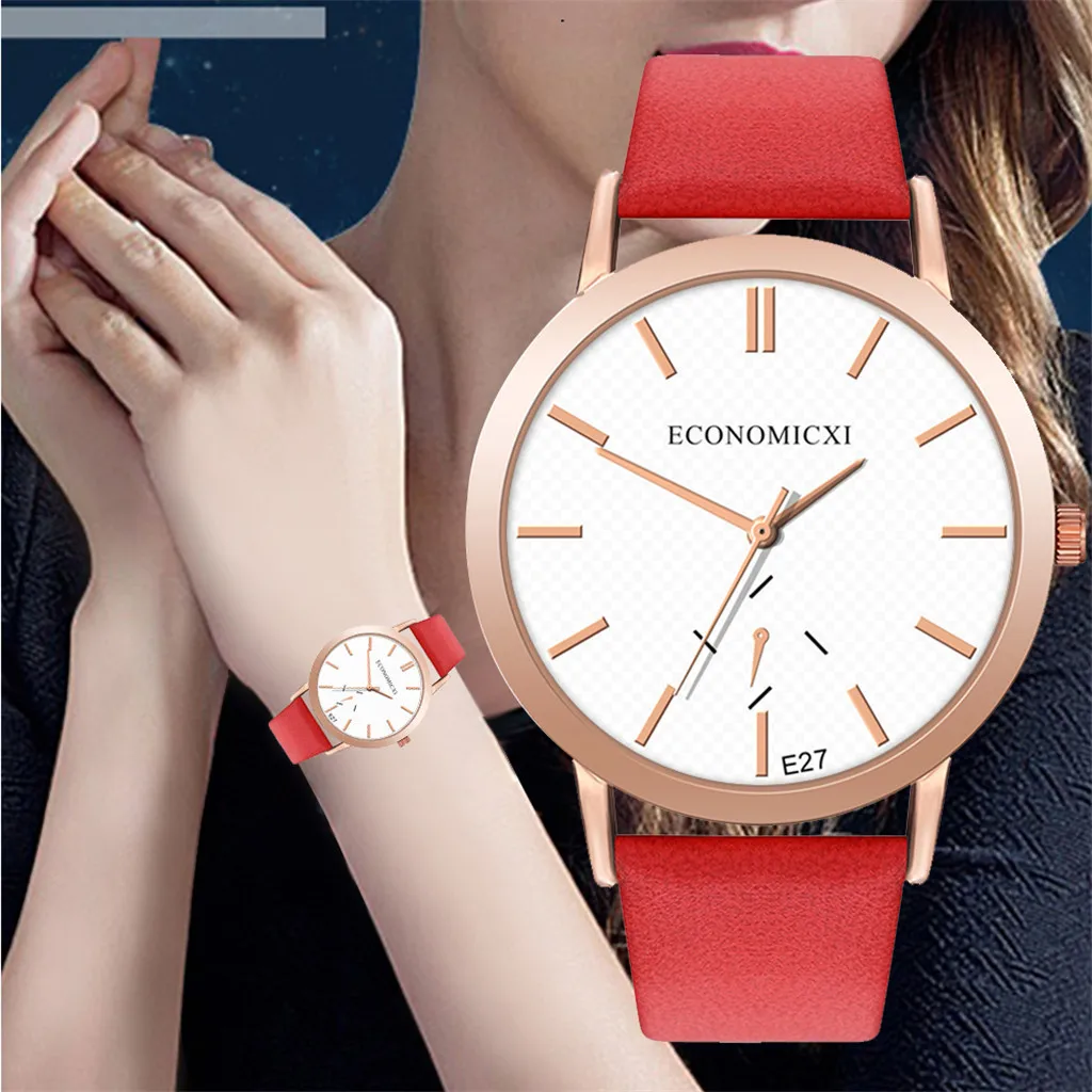 Simple Women watch Leather strap Casual Bracelet Watch Quartz Mesh Belt Band Wrist Watches relojes para mujer montre homme
