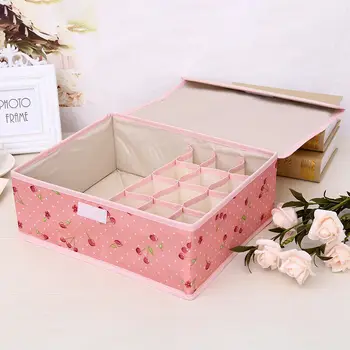 

Portable Foldable Underwear Storage Box 13 Grid Drawer Socks Bra Glove Closet Organizer Holder Box With Cover