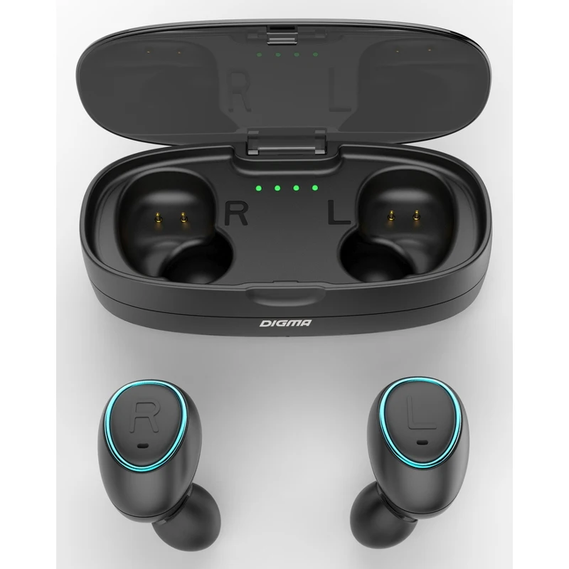 Гарнитура вкладыши Digma TWS-04 черный беспроводные bluetooth(кейс в компл