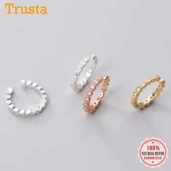 

Trustdavis Real 925 Sterling Silver Fashion Sweet Dazzling CZ Clip Earrings For Women Without Piercing Earings Jewelry DA1882