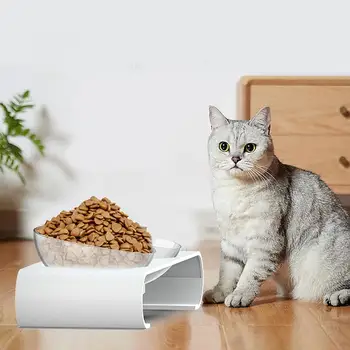 

Pet Feeding Bowl 15 Degree Rotatable Cat Feeding Supplies Eggshell Shape Double Bowl For Dog Cat Eating Drinking #